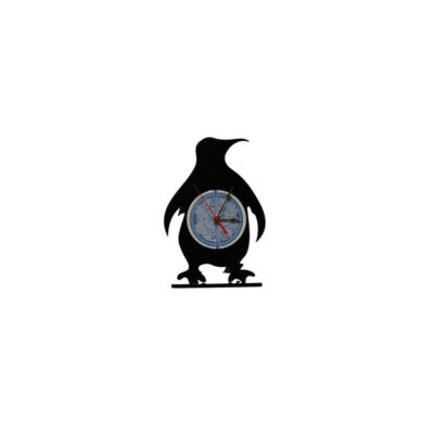 Pingüino - Reloj artesano en disco de vinilo